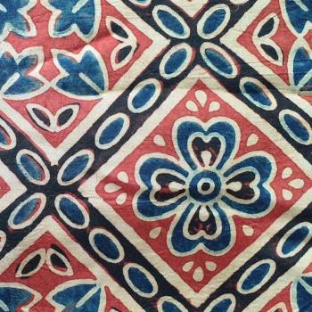 Preview: Ajrak Hand Block Print aus Indien – RED FLORAL Viskose